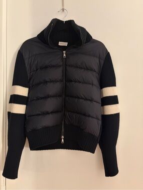 Moncler Striped Sleeve Padded Knit Cardigan / Jacket